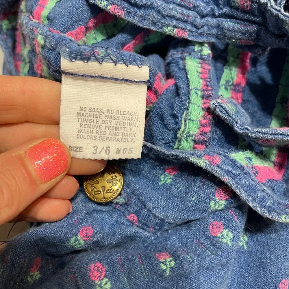 Vintage‎ OshKosh B'Gosh Floral Baby Overalls With Footies 3/6 months